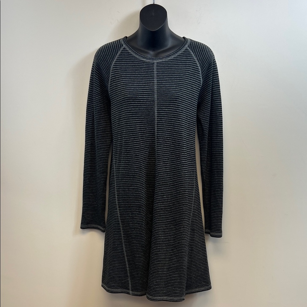 J. Jill Charcoal and Black Horizontal Striped Knit Sweater Dress Size Small